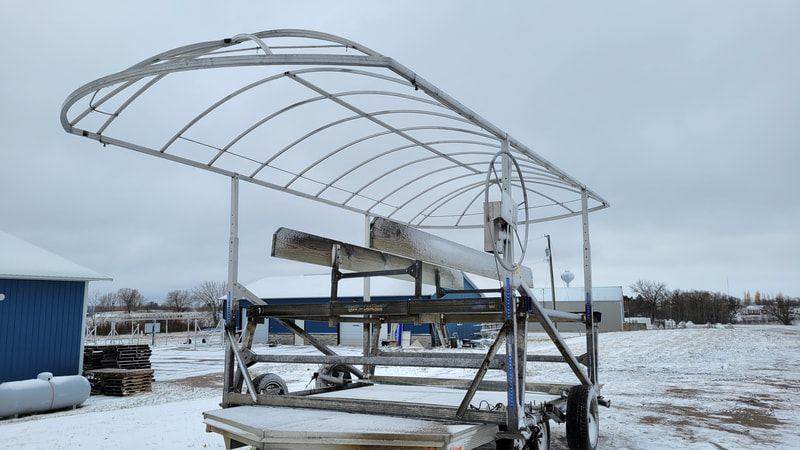 $3400 - Newman 32120 Pontoon Lift with Canopy Frame and Gray Vinyl. Nice Lift. TR#9402376