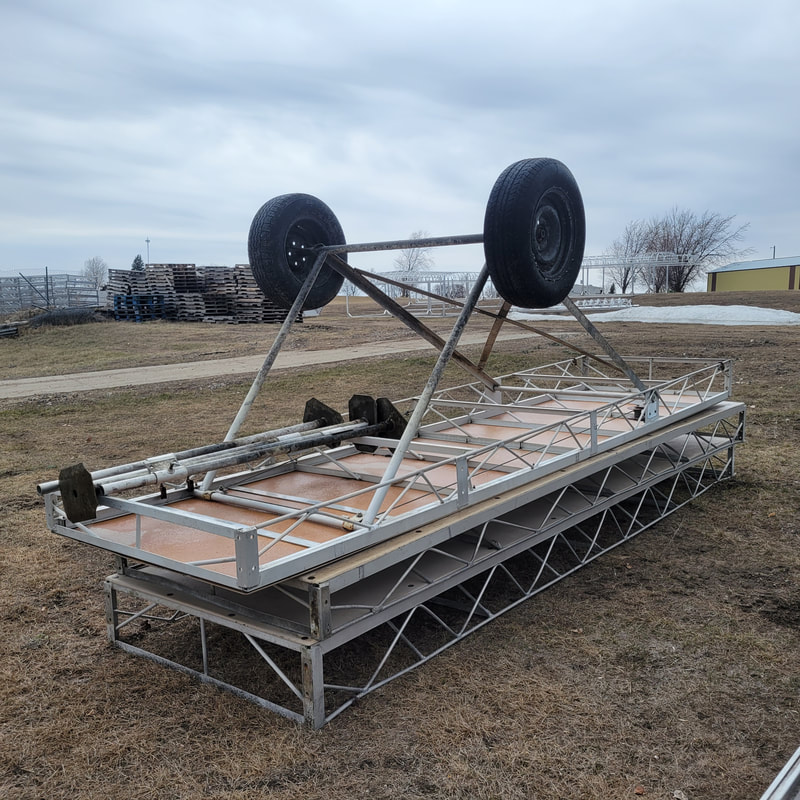 $3500 - Hewitt Roll-A-Dock with fiberglass/composite decking. (3) 16' sections footpads on first two, adjustable wheels on end. TR5351190WEBB