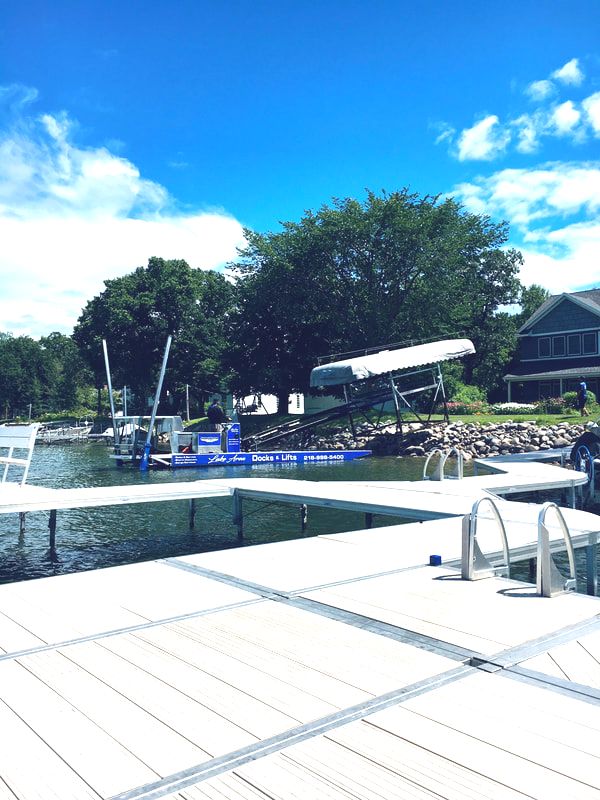 Lake Area Docks & Lifts LA Dock Sectional Dock, Boat Lift delivery by barge